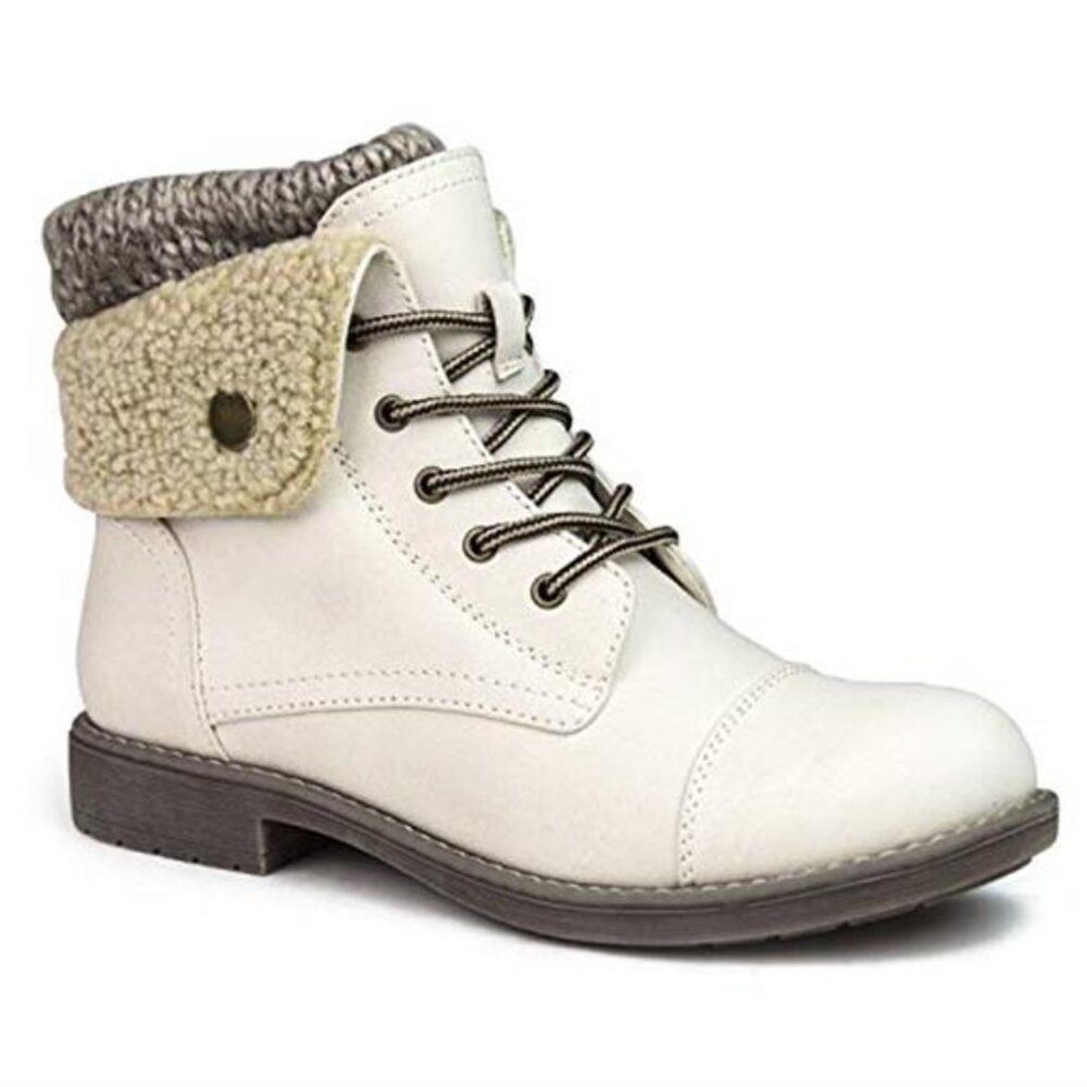 Women Hiking Boots Lightweight Ankle Booties Cushioned Insole Fleece Fold Down